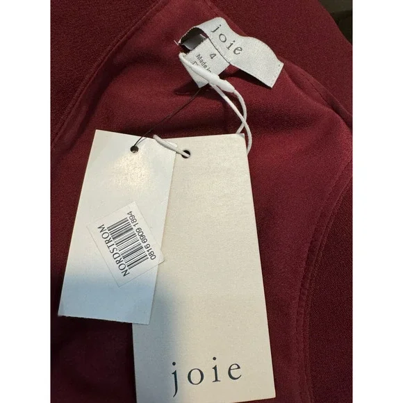 36. JOIE NWT $348 Mairead Tie Waist Crop Culotte Jumpsuit in Garnet Size 4 - Picture 9 of 11